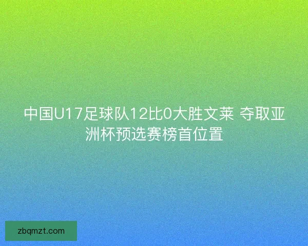 中国U17足球队12比0大胜文莱 夺取亚洲杯预选赛榜首位置