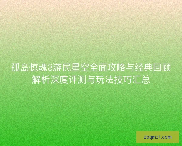 孤岛惊魂3游民星空全面攻略与经典回顾解析深度评测与玩法技巧汇总